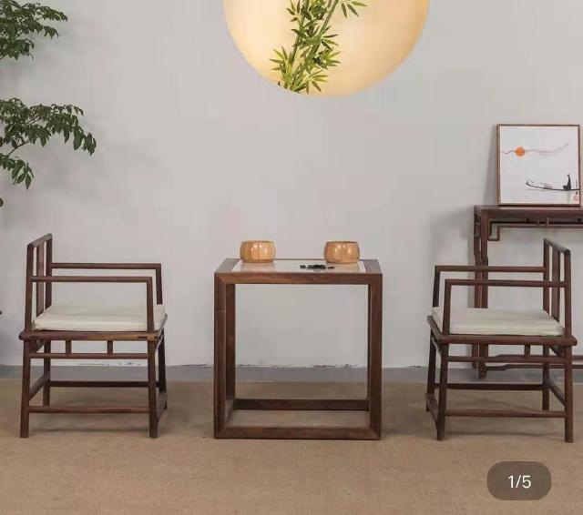 茶幾-新中式實木圈椅茶幾三件套